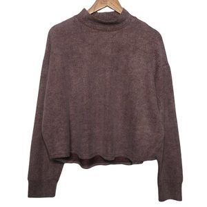 Socialite Mock Neck Long Sleeves Burgundy Cropped Sweater Size M/XL NEW